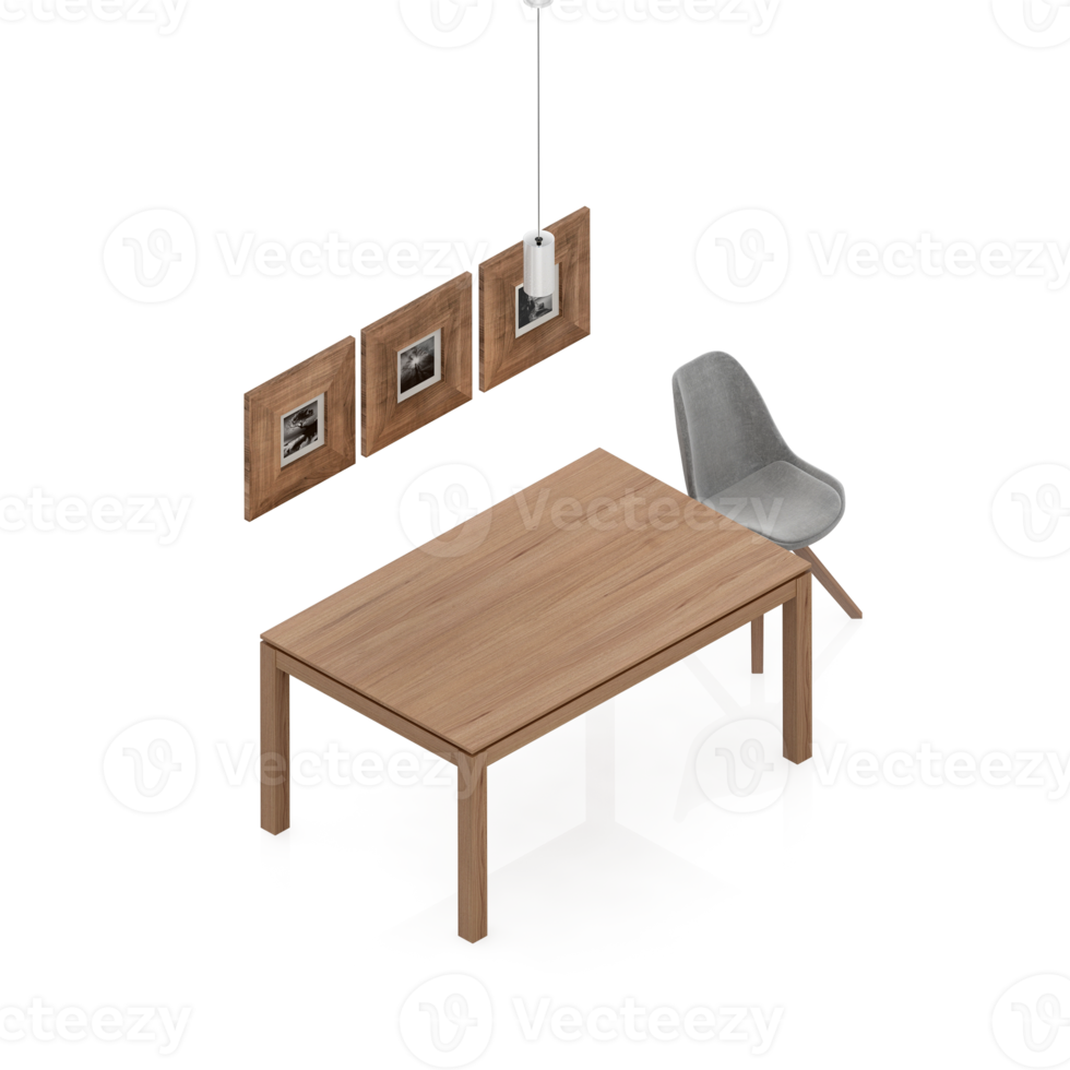Isometric Table Set 3D render png