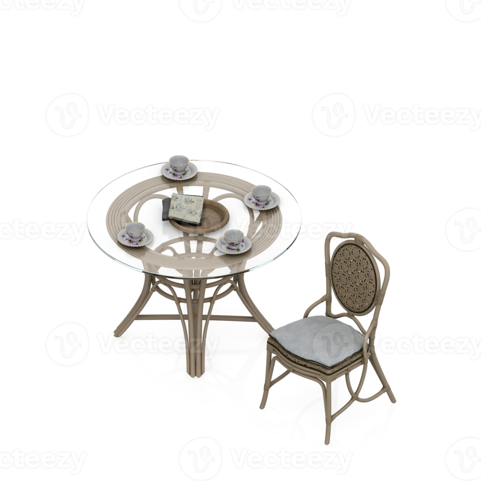 Isometric Table Set 3D render png