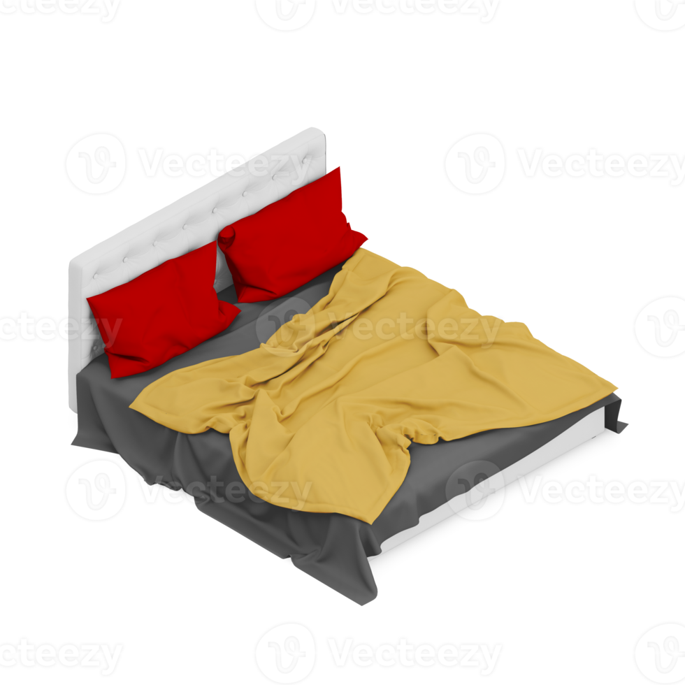 Isometric Bedroom 3D render png