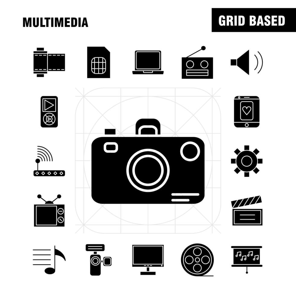 Multimedia Solid Glyph Icon for Web Print and Mobile UXUI Kit Such as Gear Maintain Setting Tool Adjustment Speaker Computer Hardware Pictogram Pack Vector