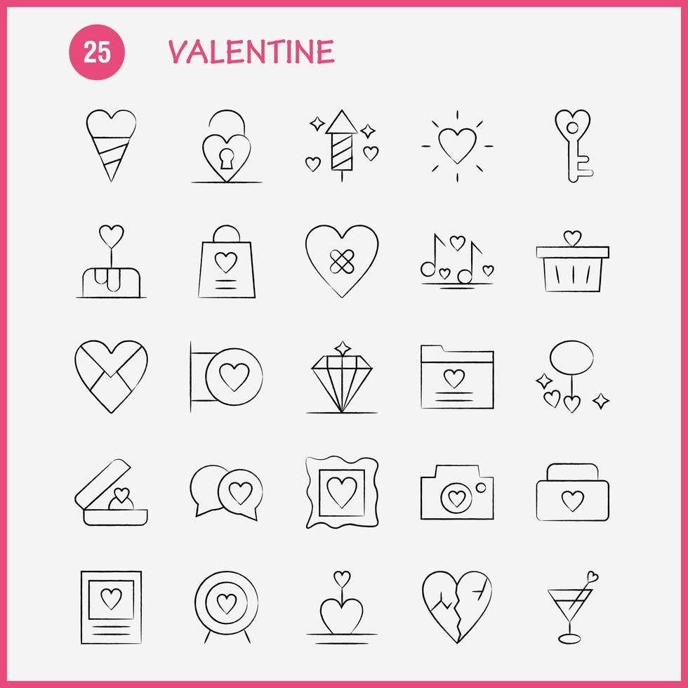 Valentine Hand Drawn Icon Pack For Designers And Developers Icons Of Basket Cart Romantic Valentine Camera Image Romantic Valentine Vector