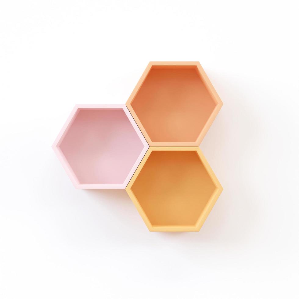 wooden Hexagon shelf copy space for mock up, Japanese style, for Kid room ,isolated background photo