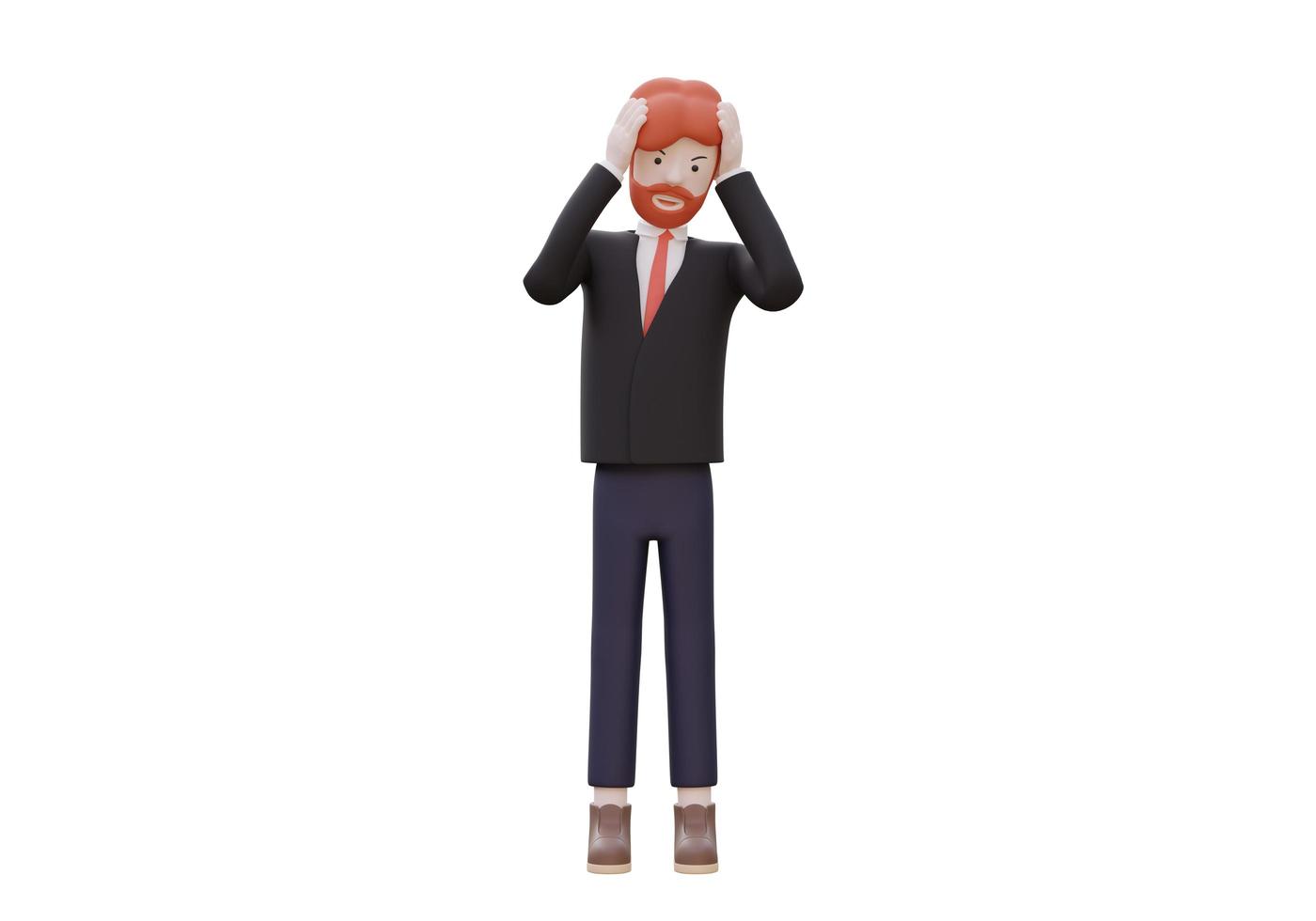 3D illustration of business man, serious about investing and business ,businessman celebrating success, working in office, isolated on white. photo