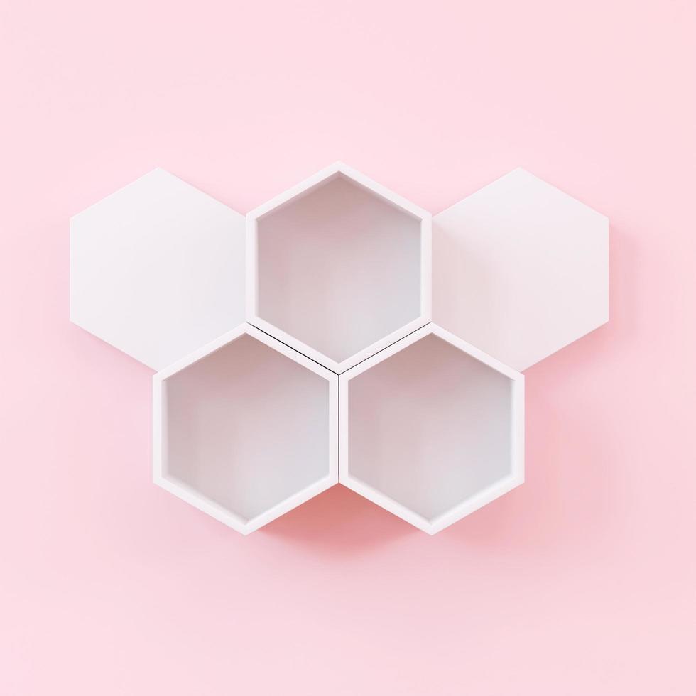 wooden Hexagon shelf copy space for mock up, Japanese style, for Kid room ,isolated background photo