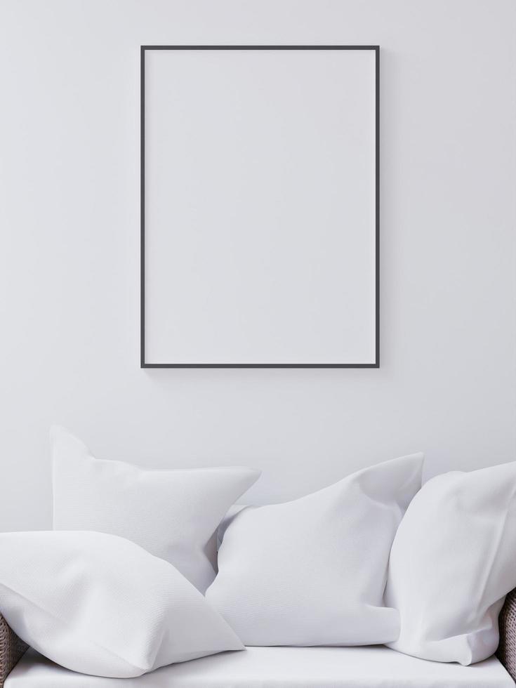 Living room on the white wall background, tree on cabinet, minimal style ,frame form mock up - 3D rendering - photo