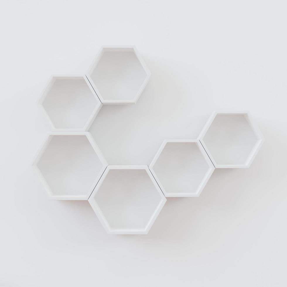 Hexagon wooden shelf, Minimal Japanese style. floating on the wall copy space hexagon, copy space. photo