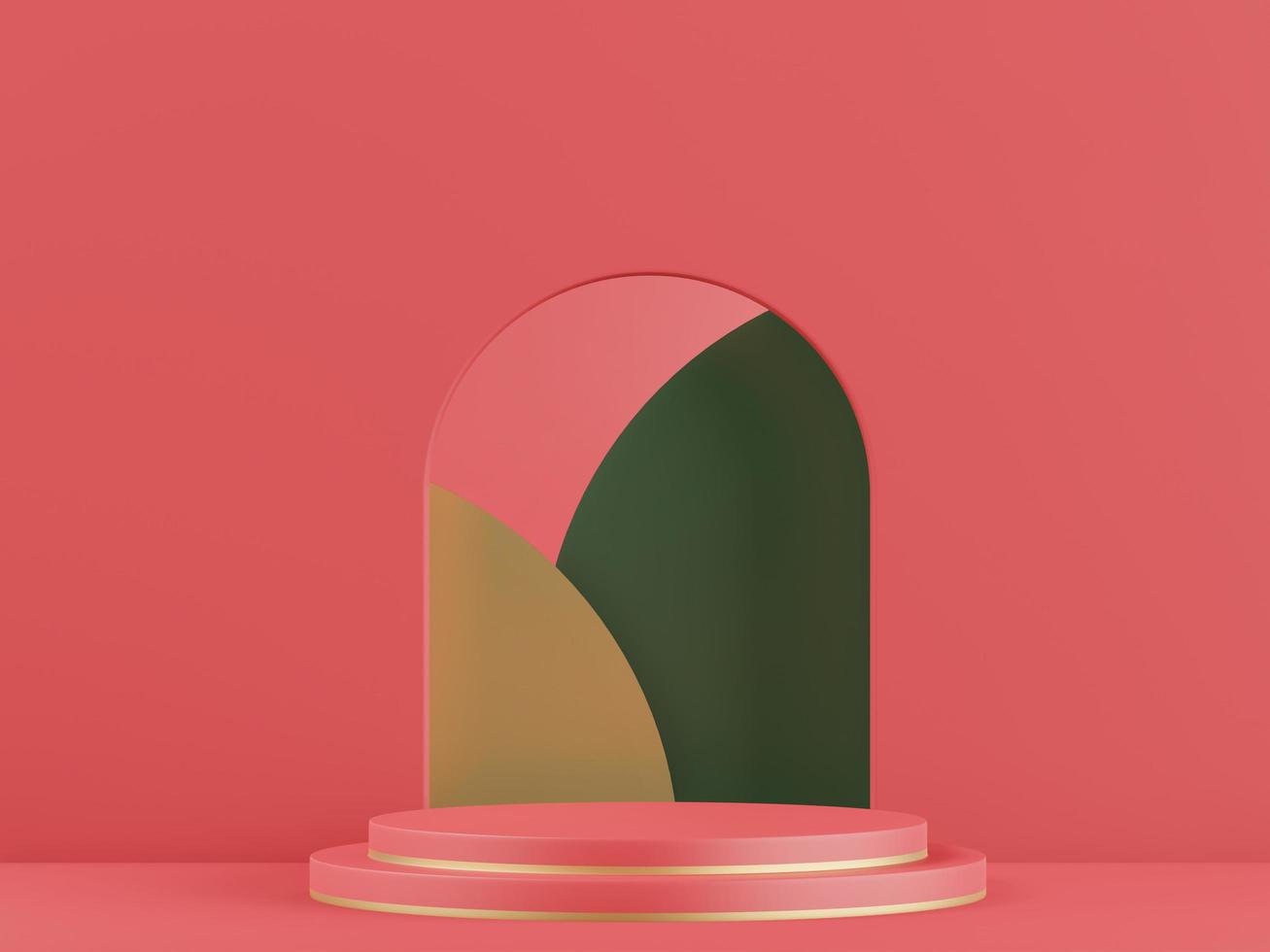 Cosmetic red podium background for product presentation, for fashion magazine. Christmas concept  - 3d rendering - photo