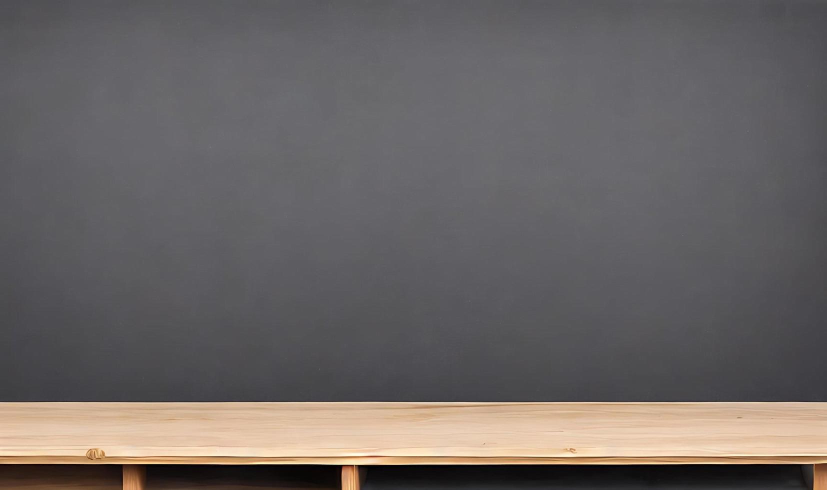 Empty wooden table in front of its background. photo