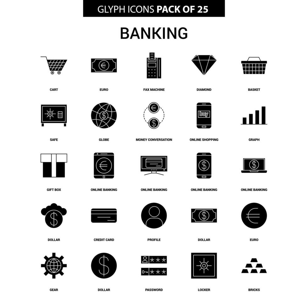 Banking Glyph Vector Icon set