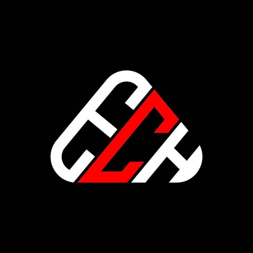 diseño creativo del logotipo de la letra ech con gráfico vectorial, logotipo simple y moderno de ech en forma de triángulo redondo. vector