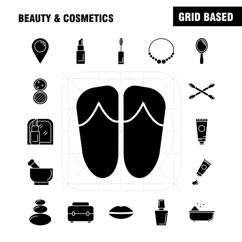 Beauty And Cosmetics Solid Glyph Icon for Web Print and Mobile UXUI Kit Such as Jewel Necklace Present Lips Cosmetic Mouth Beauty Clothes Pictogram Pack Vector