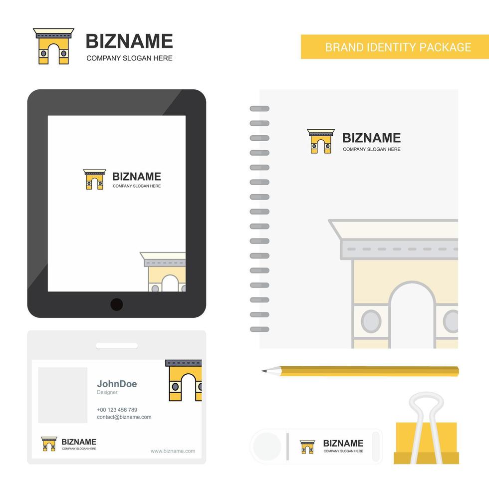 Gate Business Logo Tab App Diary PVC Employee Card and USB Brand Stationary Package Design Vector Template