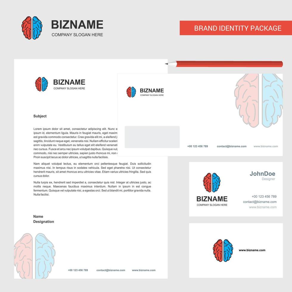 Brain Business Letterhead Envelope and visiting Card Design vector template