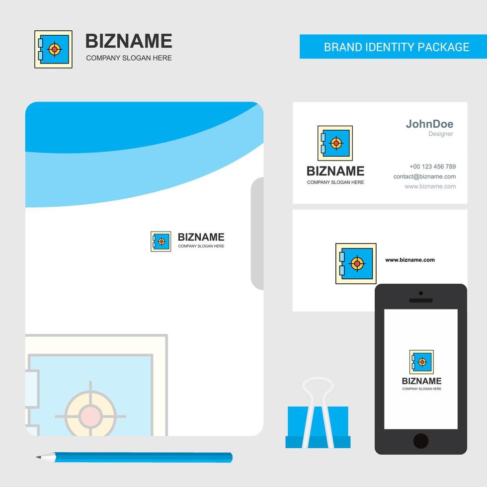 Locker Business Logo File Cover Visiting Card and Mobile App Design Vector Illustration