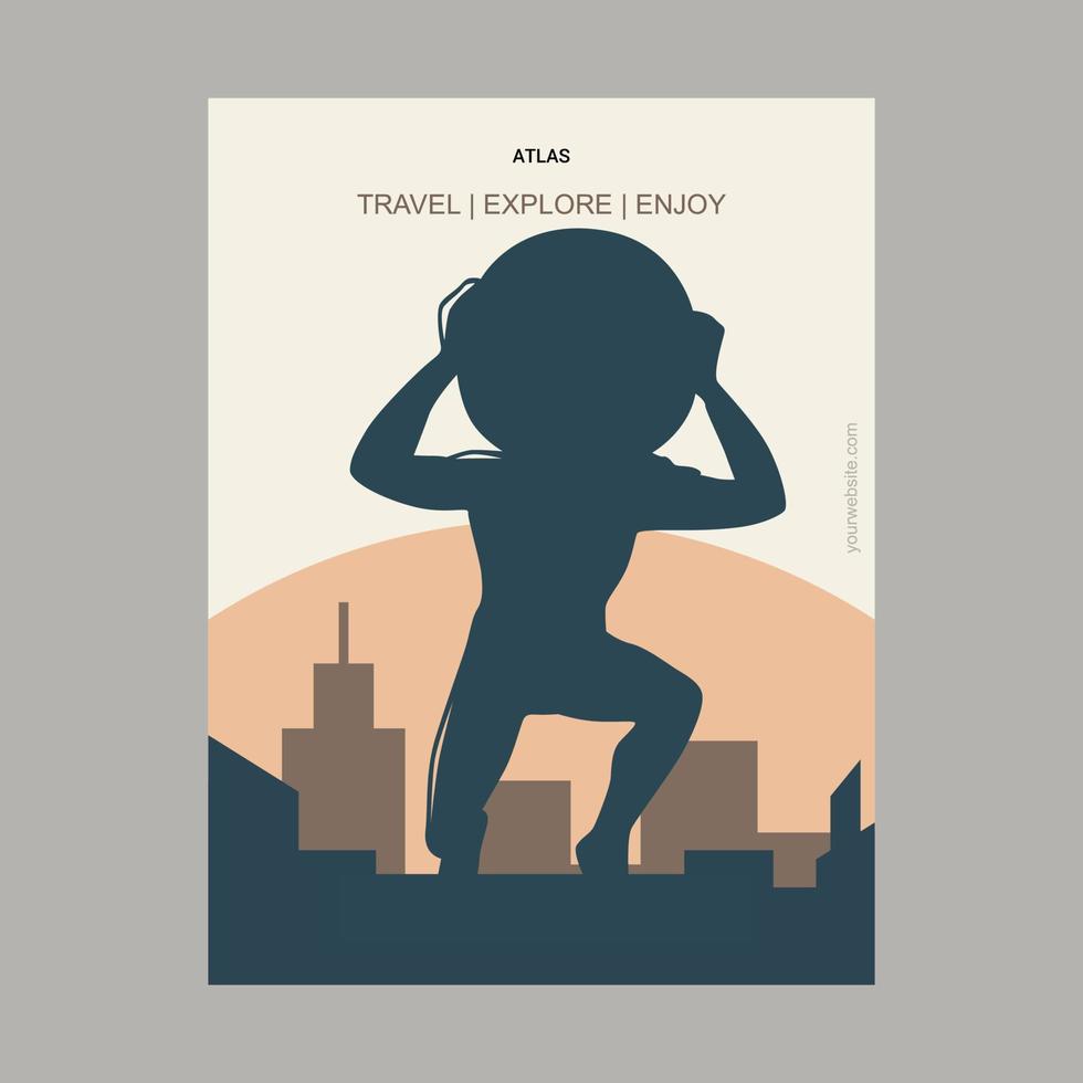 Atlas Vintage Style Landmark Poster Template vector