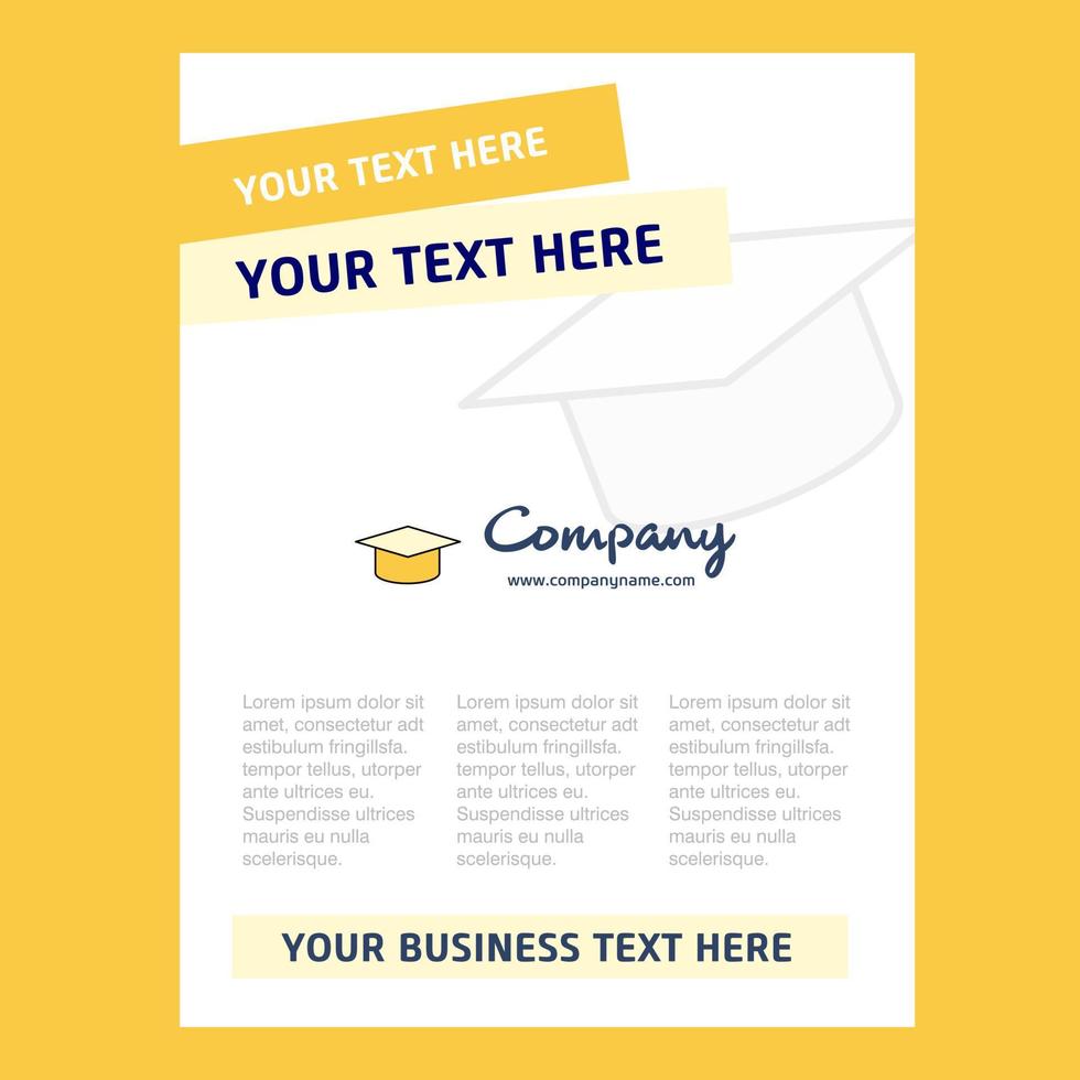 Convocation cap Title Page Design for Company profile annual report presentations leaflet Brochure Vector Background