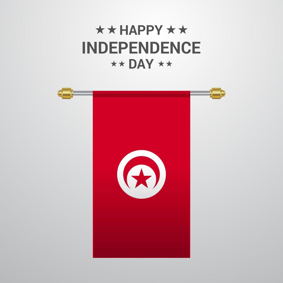 Tunisia Independence day hanging flag background vector