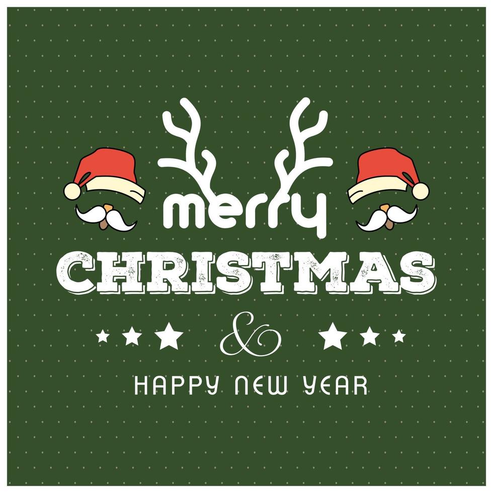 Christmas greetings card with typography and green background vector