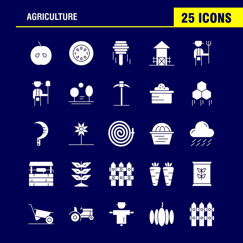 paquete de iconos de glifos sólidos de agricultura para diseñadores y desarrolladores vector