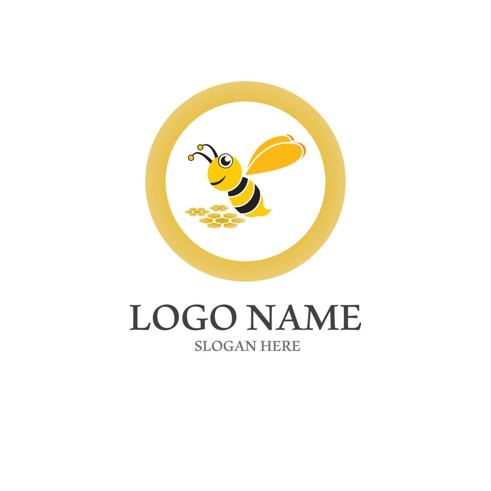 abeja logo vector icono ilustración