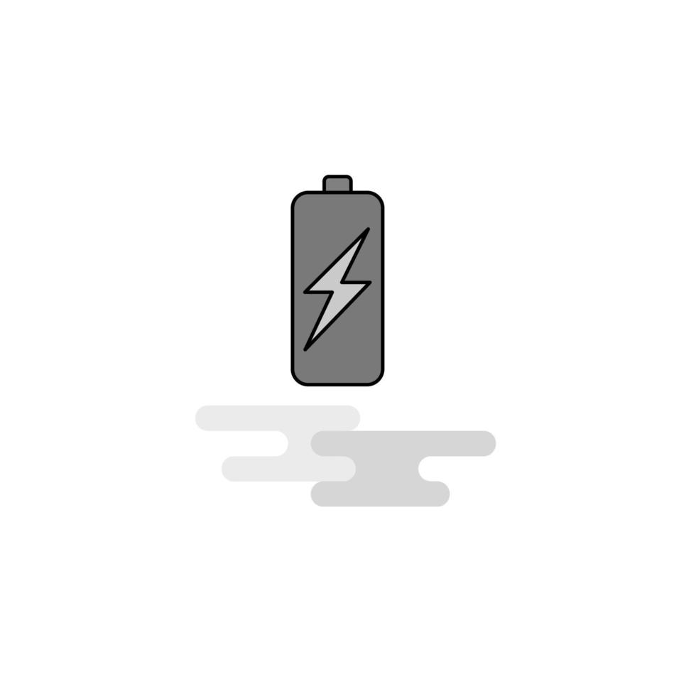 Battery charging Web Icon Flat Line Filled Gray Icon Vector