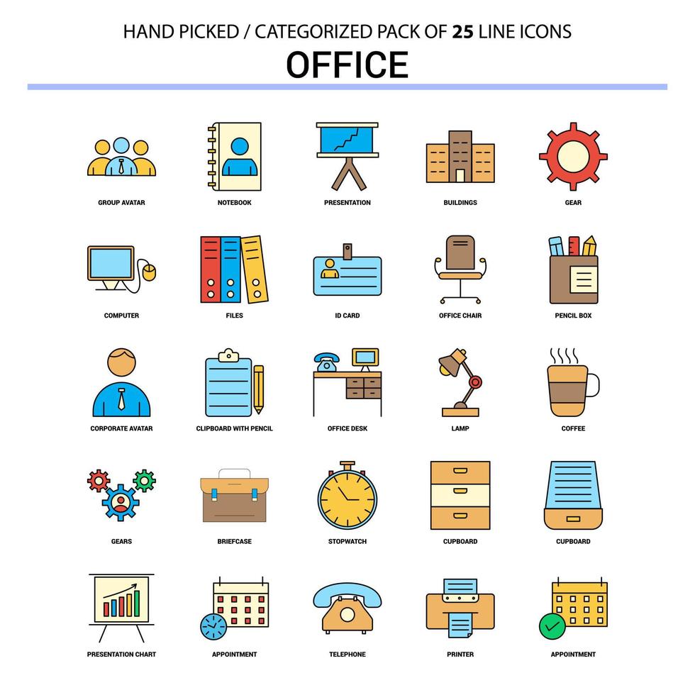 Office Flat Line Icon Set Business Concept Icons Design vector