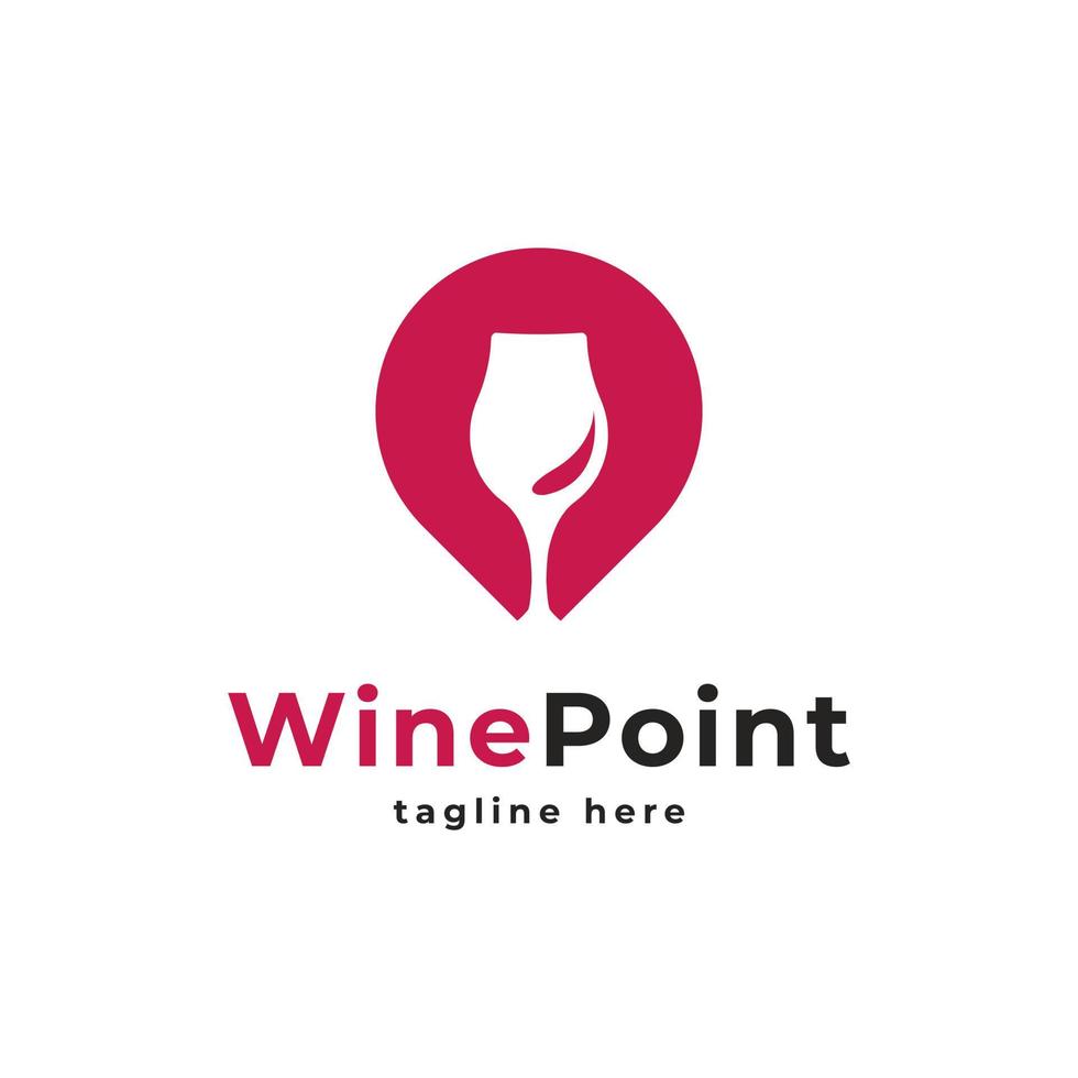 Wine Point Logo. Wine Glass and Pin Location Logo Combination. Suitable for Wine Store Icon vector
