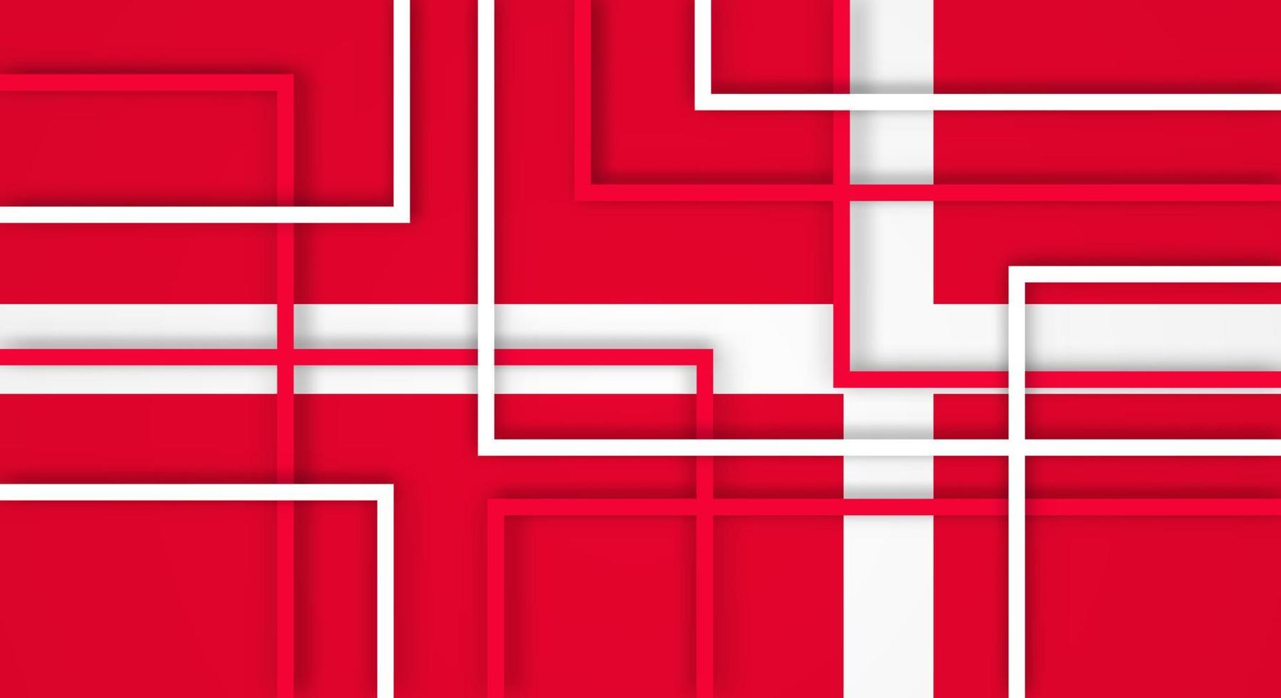 Abstract Geometric Square Stripes Lines Papercut Background with Flag of Denmark vector