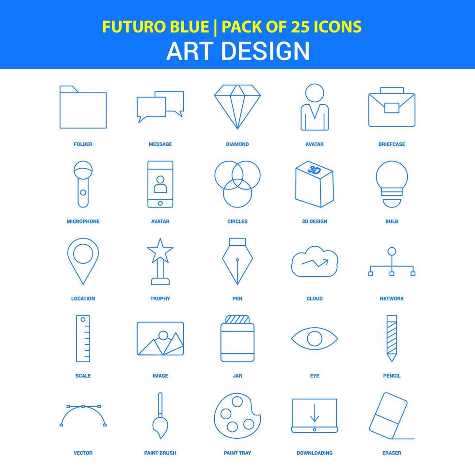 iconos de arte y diseño paquete de iconos futuro blue 25 vector