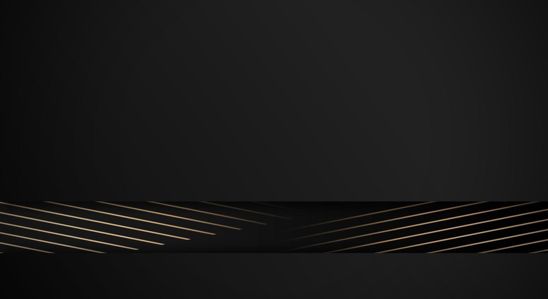 Luxury Stripes Golden Lines Diagonal Overlap on Black Background with Copy Space for Text vector
