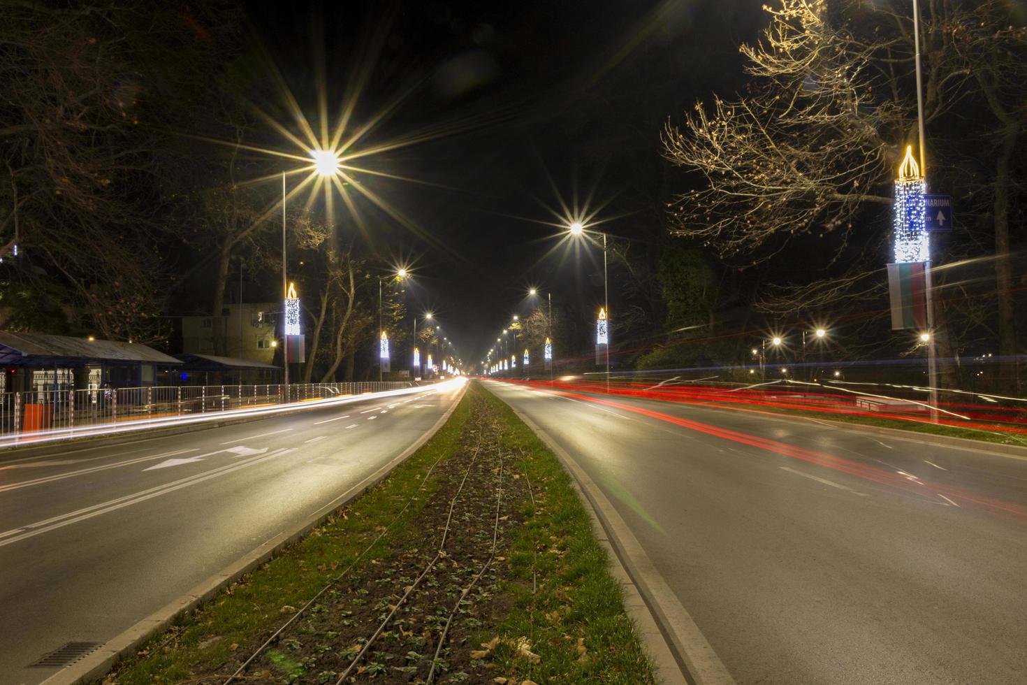 VARNA, BULGARIA - DECEMBER 08, 2016, illumination for Christmas and New Year holidays on the street. photo