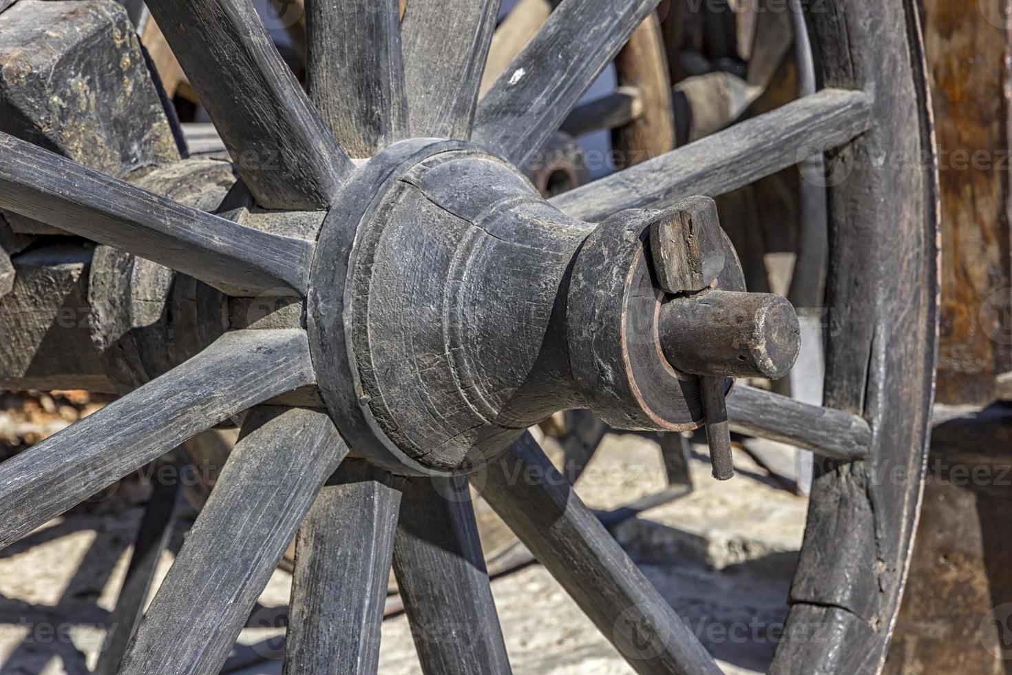 picture of part of wooden wheel. close up photo