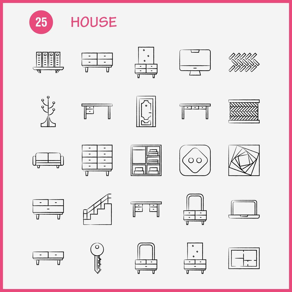 House Hand Drawn Icon for Web Print and Mobile UXUI Kit Such as Couch Furniture Sofa Interior Chest Drawer Furniture Keep Pictogram Pack Vector