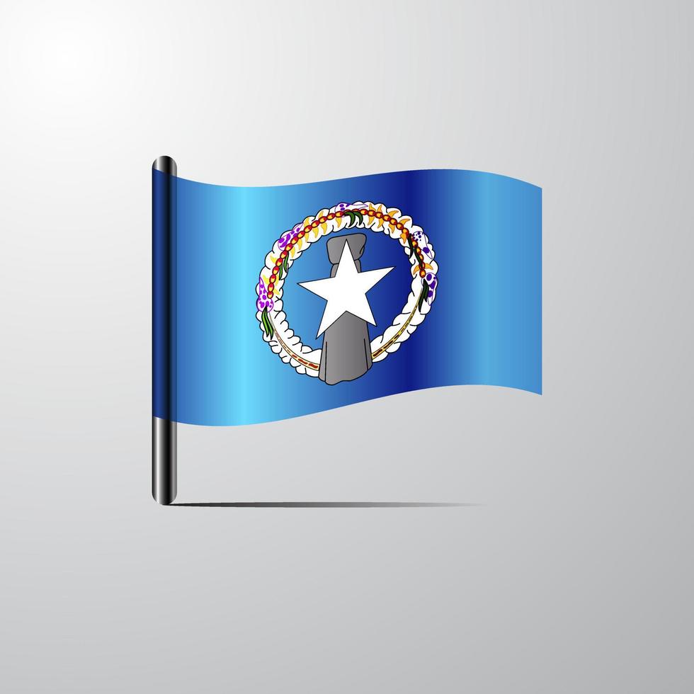 Northern Mariana Islands waving Shiny Flag design vector