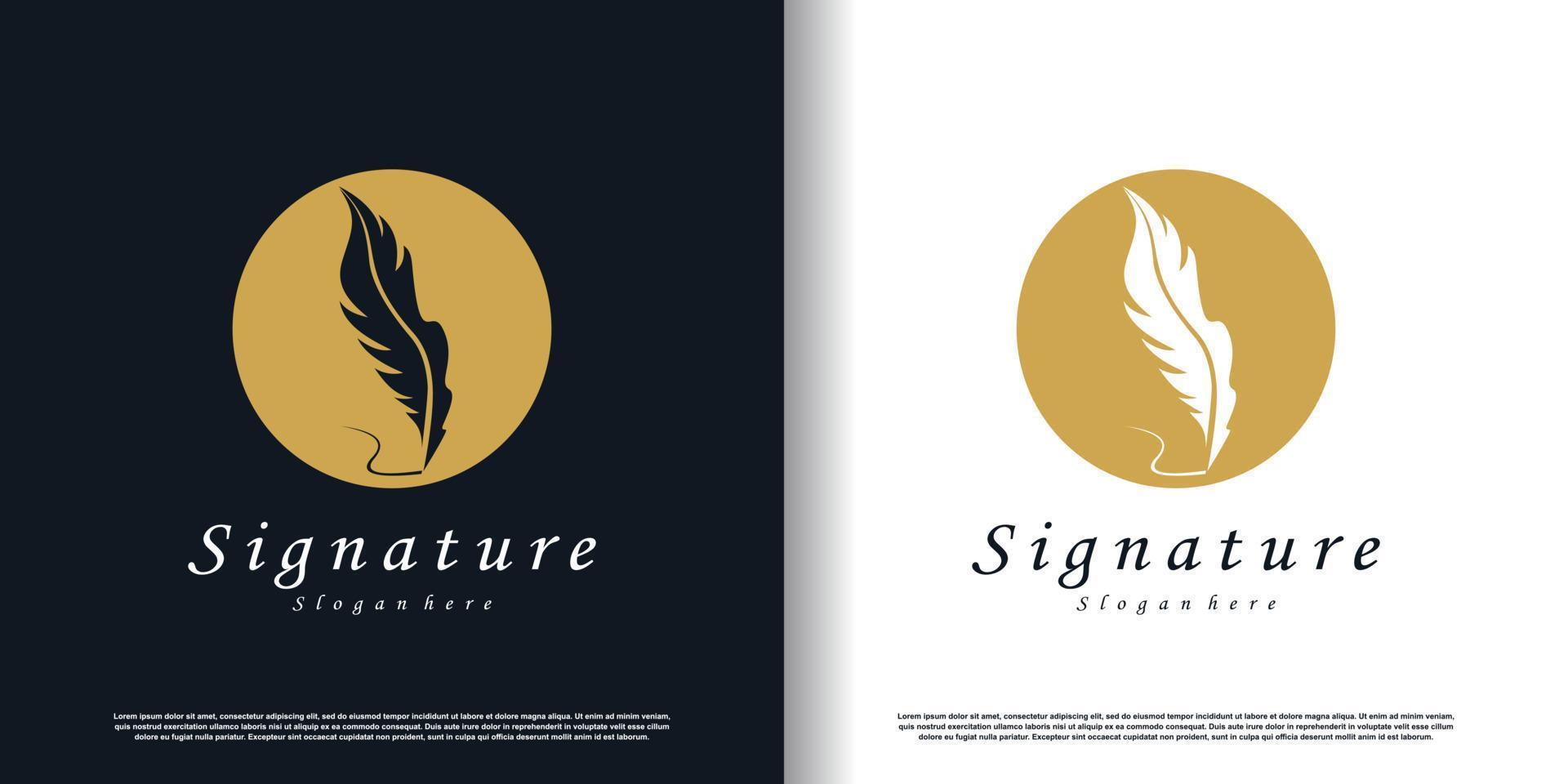 Signature logo design with creative concept style premium vector