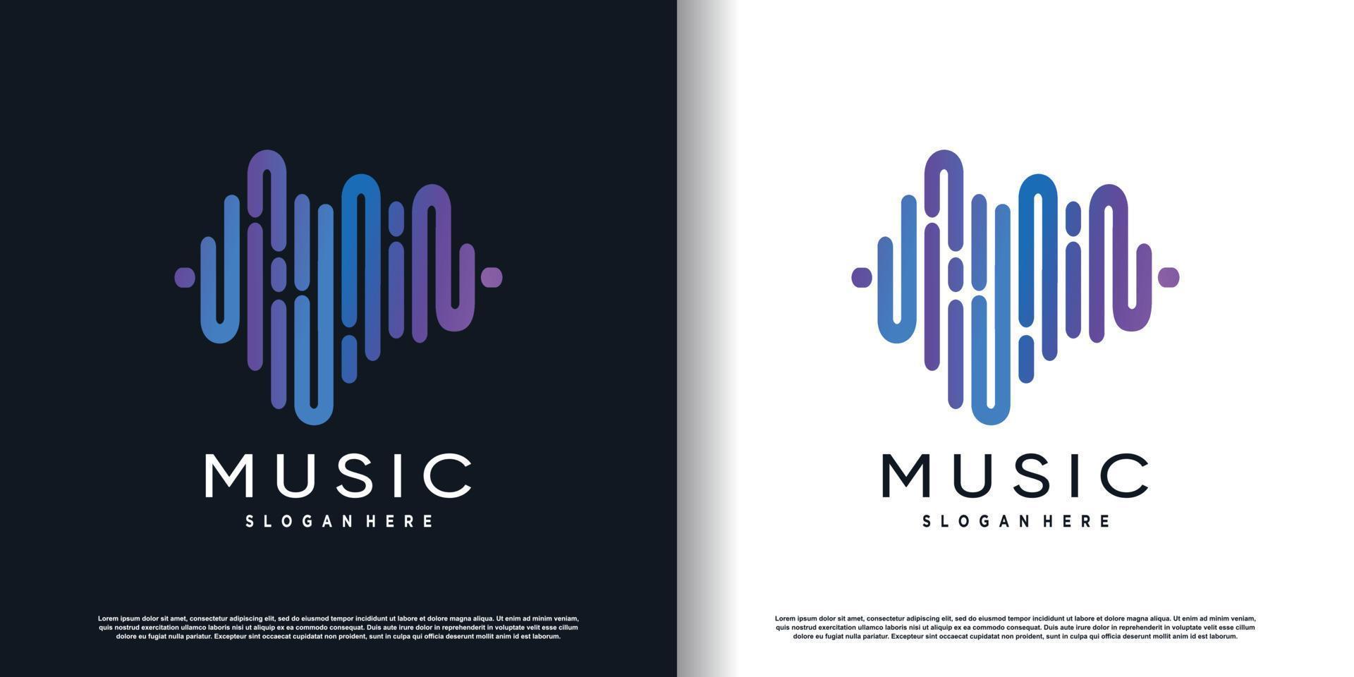 icono de diseño de logotipo de música con vector premium de estilo de concepto creativo