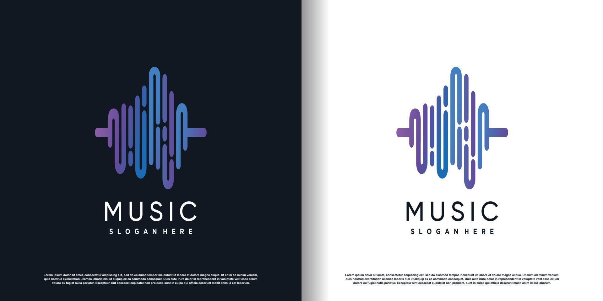 icono de diseño de logotipo de música con vector premium de estilo de concepto creativo