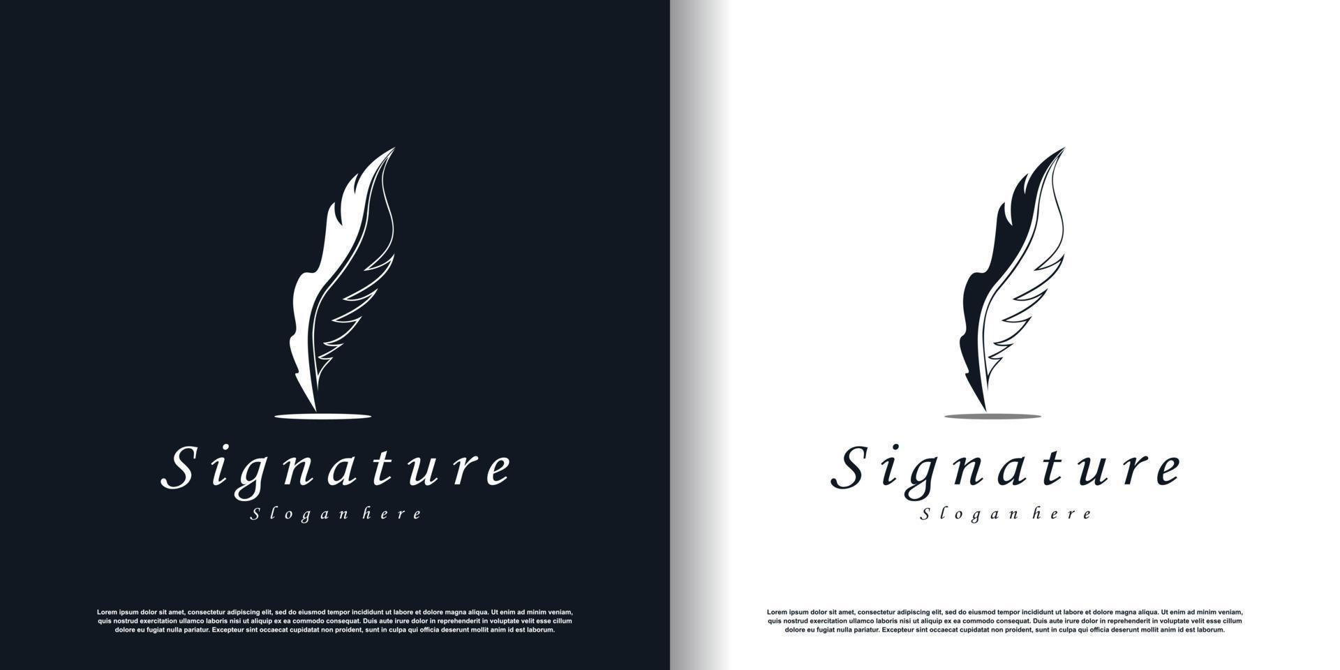 Signature logo design with creative concept style premium vector