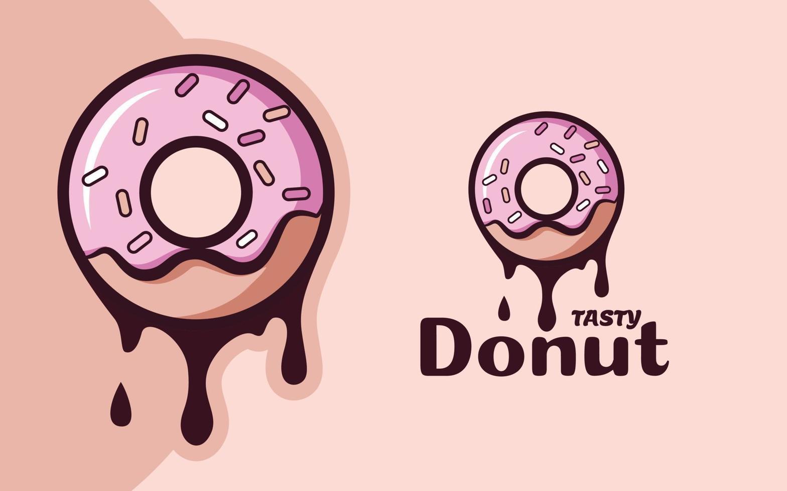 testy donuts cartoon vector logo design illustration with cream dripping