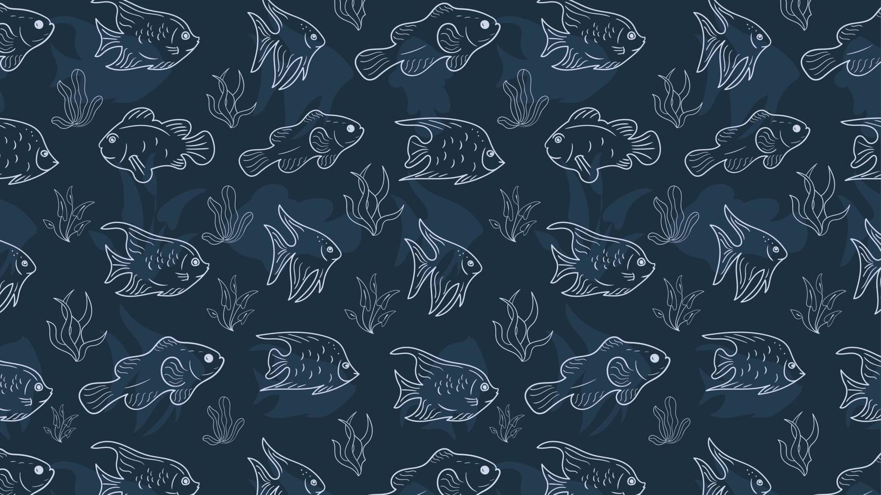 Seamless fish pattern blue background design vector