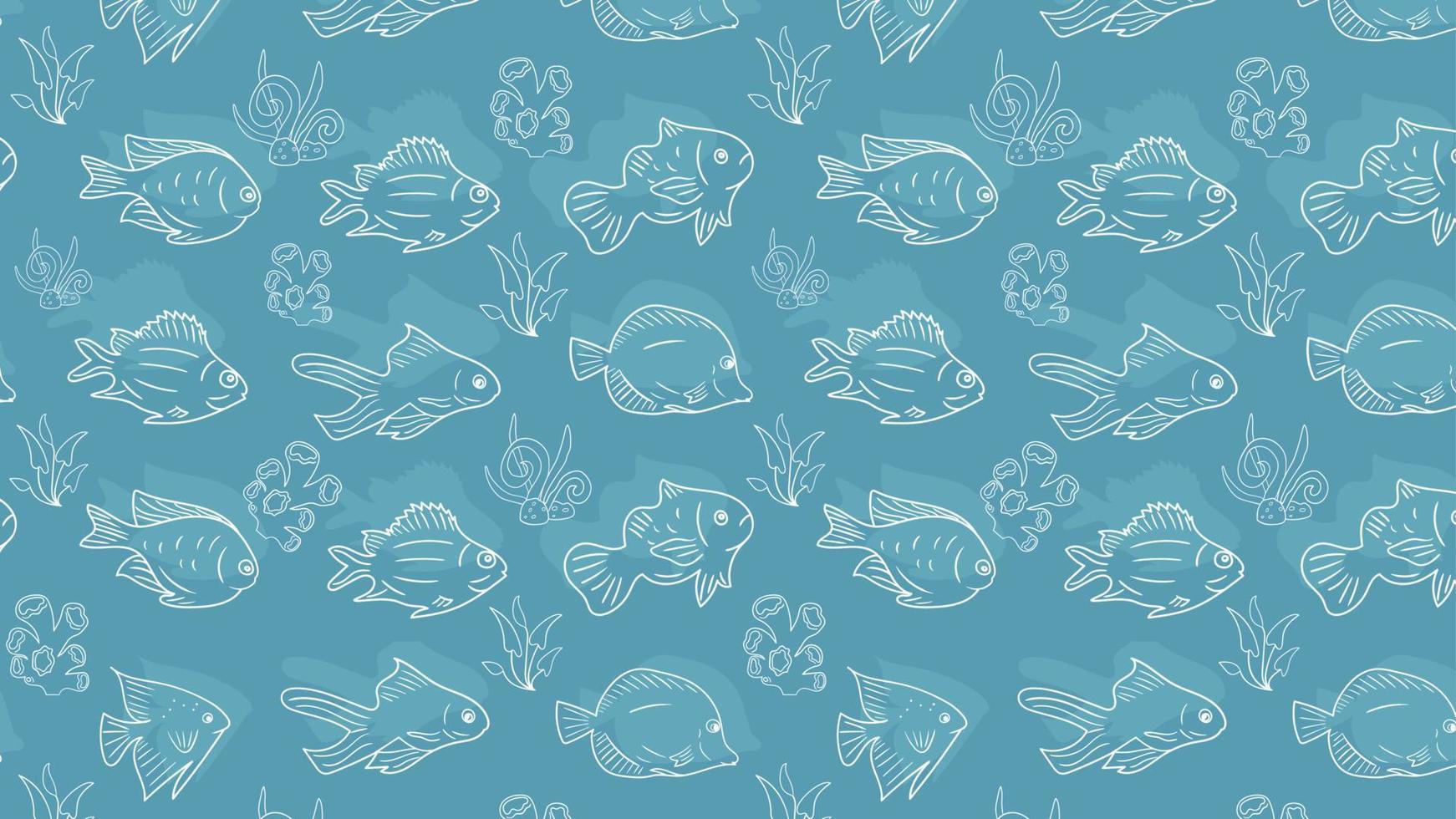 Seamless fish pattern blue background design vector