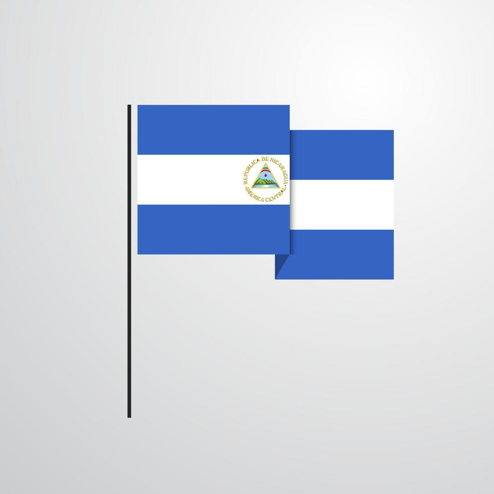 vector de diseño de bandera ondeante de nicaragua