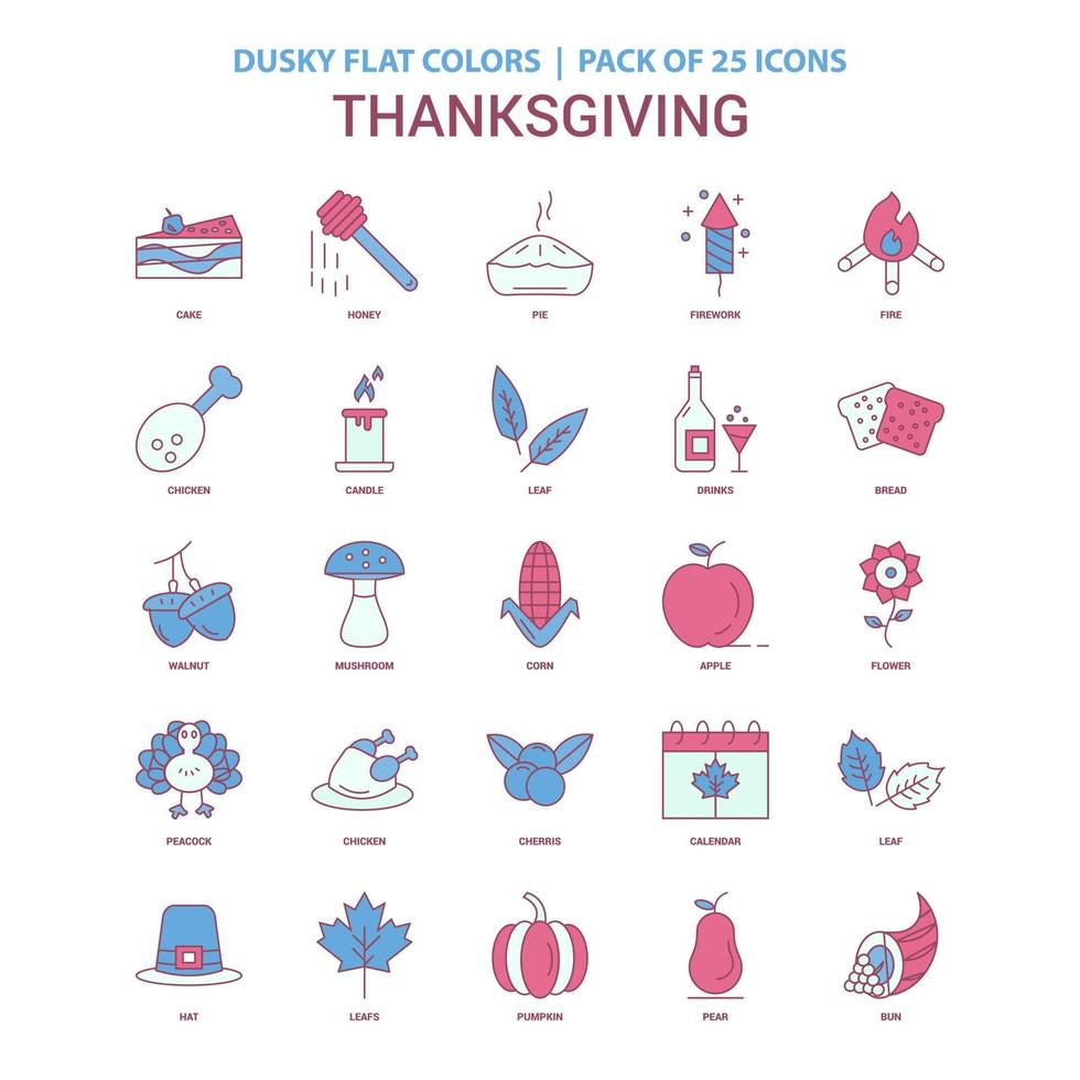 Thanksgiving icon Dusky Flat color Vintage 25 Icon Pack vector