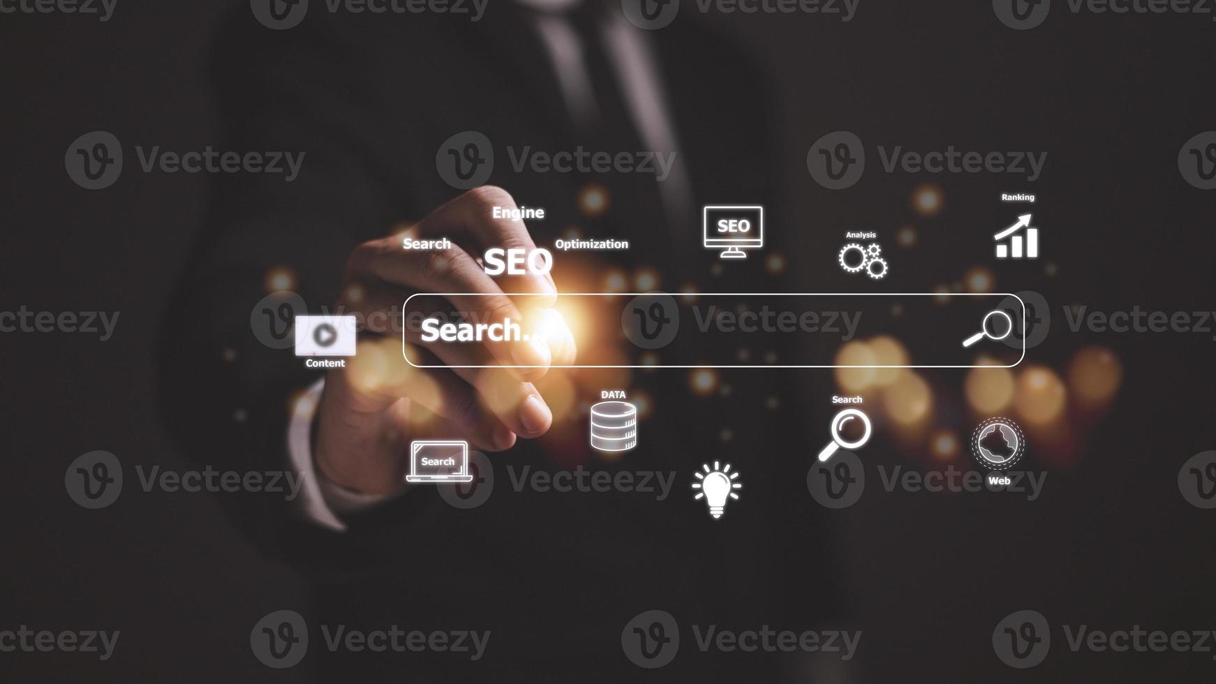 SEO. Search Engine optimization. Digital online marketing andInetrmet technology concept. photo