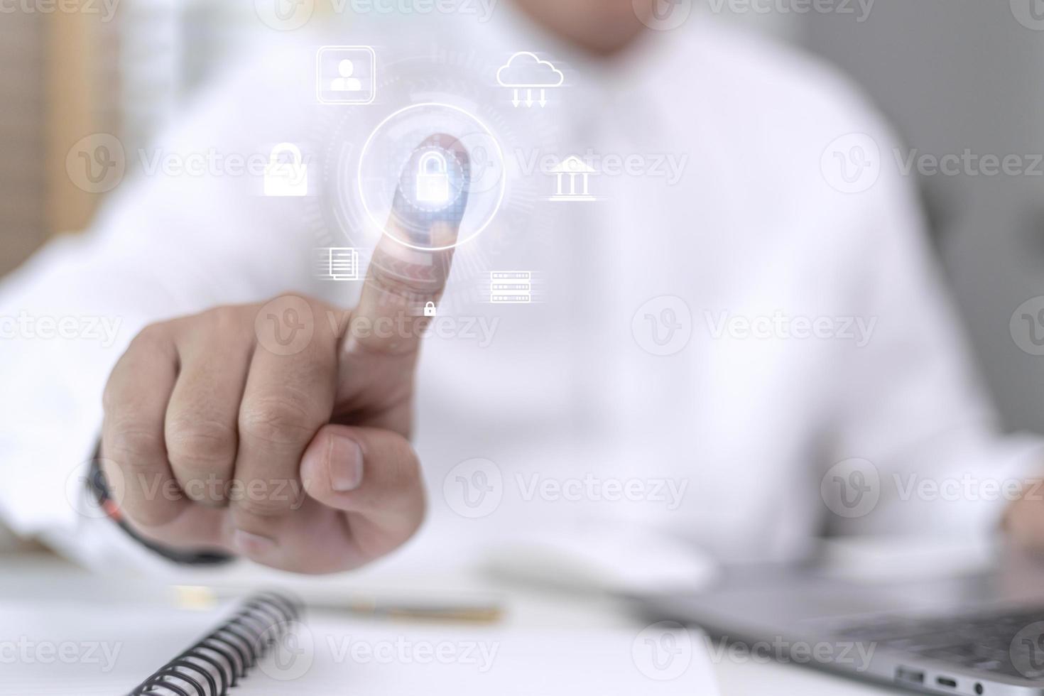 Cyber Protection Data Security Internet Privacy Internet technology concept on virtual screen. photo