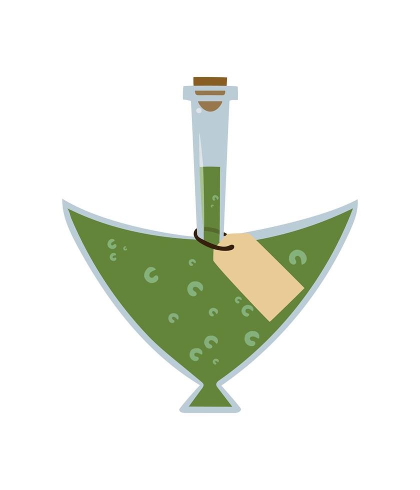 Potion bottle vector illustration concept. Design element for design of sites posters games brochures. Flat simple style. Image isolated on white background