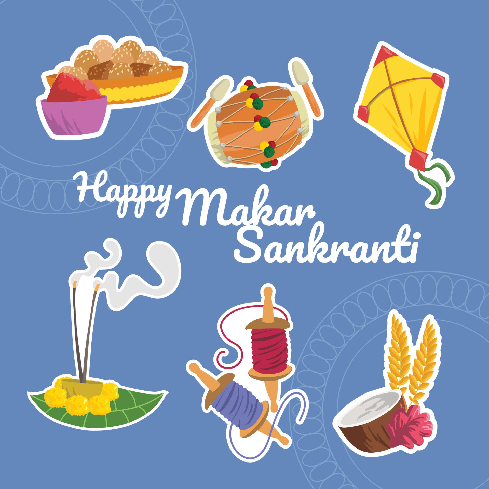 Makar Sankranti Sticker Pack 14269354 Vector Art at Vecteezy