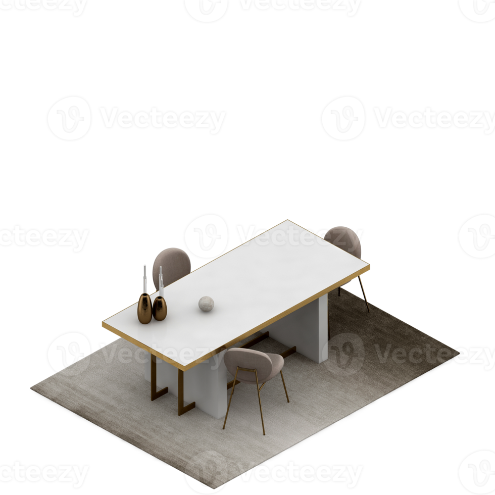 Isometric Table Set 3D render png