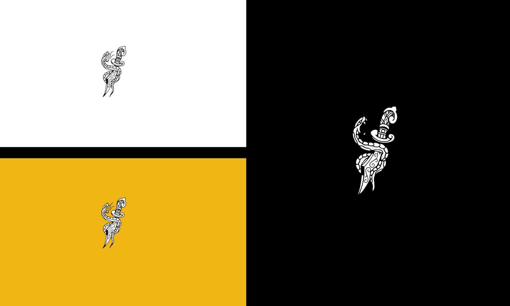 sword and king cobra vector outline design