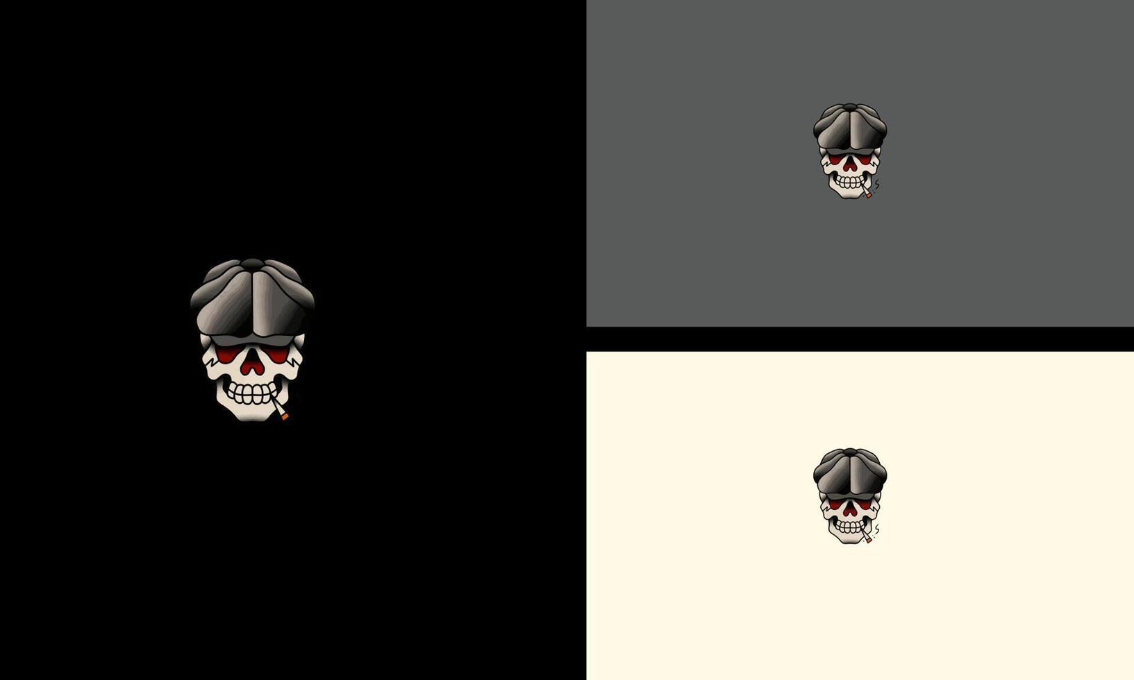 head skull with cigar vector illustration mascot design